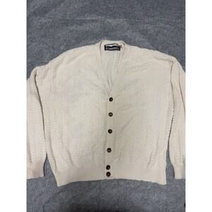 vtg shenandoah brand beige cream knit button up sweater cardigan, women's xxl‎